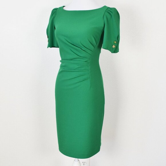 DKNY Ruched Short Puff Sleeve Sheath Dress - 8P - Picture 5 of 9